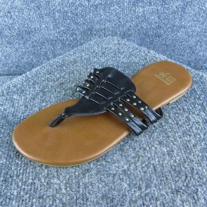 Montego Bay Club Women Flip Flop‎ Sandal Shoes Size 7 Medium Black Synthetic